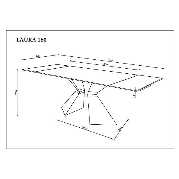 Обеденный раскладной стол LAURA CERAMIC 160(240)*90 белый мат/белый Intarsio