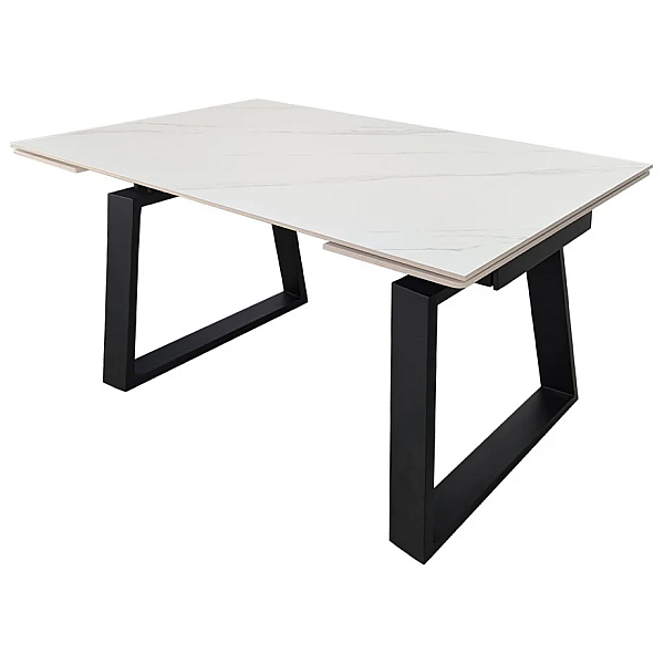Стол обеденный раскладной BERNARD CERAMIC 140(200)*90 белый мат/черный Intarsio