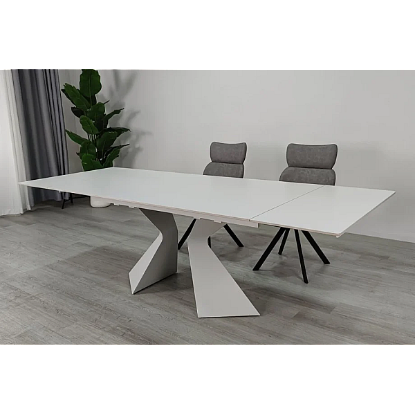 Обеденный раскладной стол LAURA CERAMIC 160(240)*90 белый мат/белый Intarsio