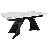 Обеденный раскладной стол EDMUND CERAMIC 160(240)*90 белый мат/черный Intarsio