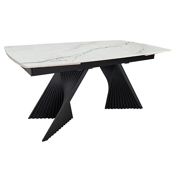 Обеденный раскладной стол EDMUND CERAMIC 160(240)*90 белый мат/черный Intarsio