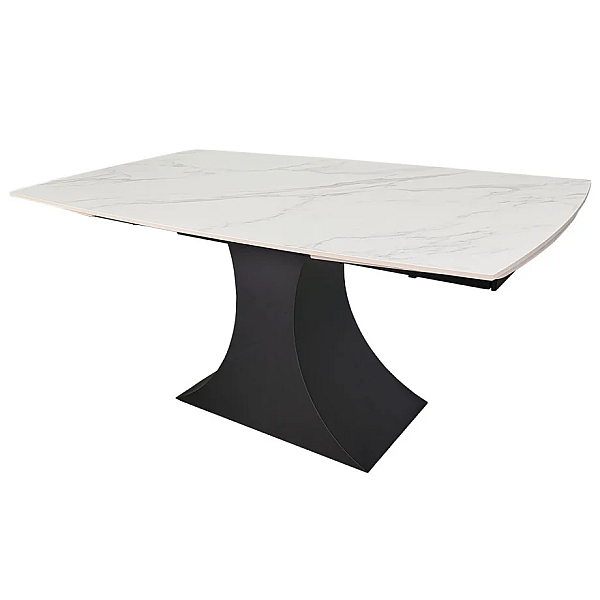 Обеденный раскладной стол GILBERT CERAMIC 160(240)*90 белый мат/черный Intarsio