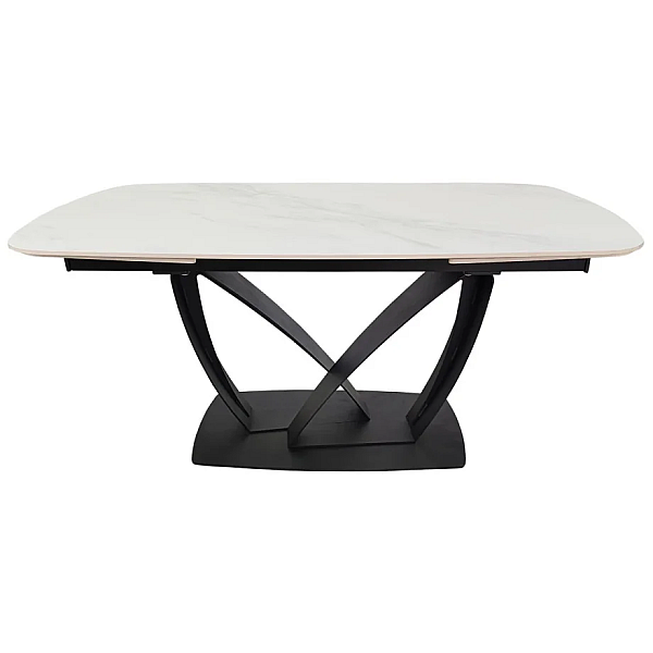 Обеденный раскладной стол TYLER CERAMIC 160(240)*90 белый мат/черный Intarsio