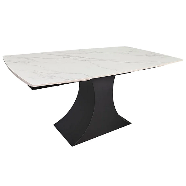 Обеденный раскладной стол GILBERT CERAMIC 160(240)*90 белый мат/черный Intarsio