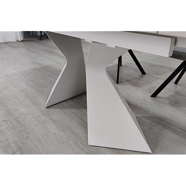 Обеденный раскладной стол LAURA CERAMIC 160(240)*90 белый мат/белый Intarsio