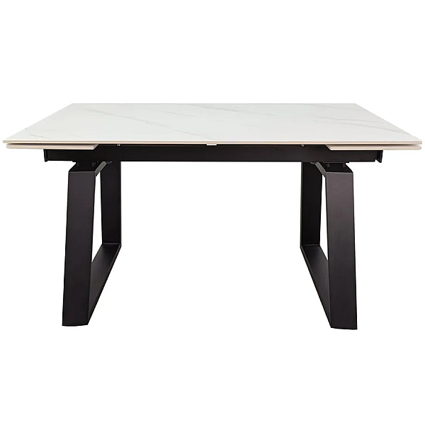 Стол обеденный раскладной BERNARD CERAMIC 140(200)*90 белый мат/черный Intarsio
