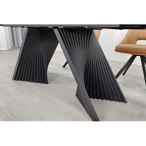 Обеденный раскладной стол EDMUND CERAMIC 160(240)*90 белый мат/черный Intarsio
