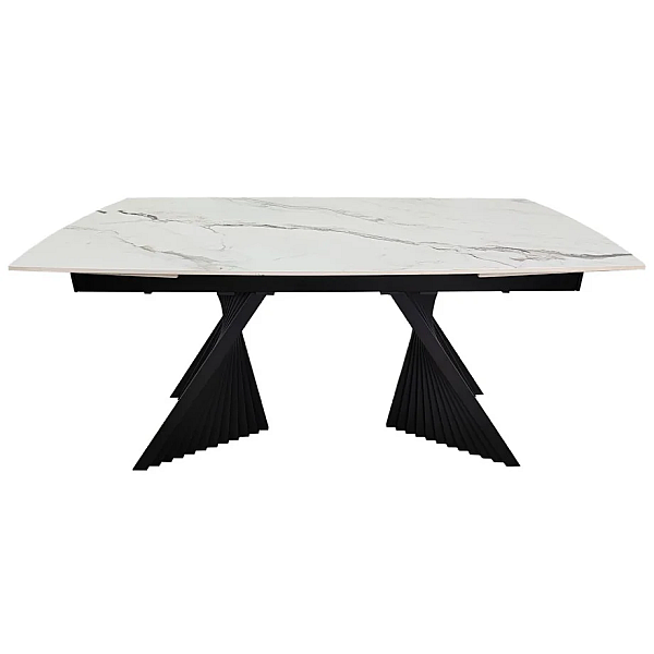 Обеденный раскладной стол EDMUND CERAMIC 160(240)*90 белый мат/черный Intarsio