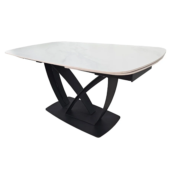 Обеденный раскладной стол TYLER CERAMIC 160(240)*90 белый мат/черный Intarsio