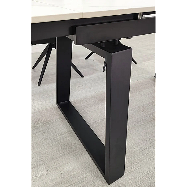 Стол обеденный раскладной BERNARD CERAMIC 140(200)*90 белый мат/черный Intarsio