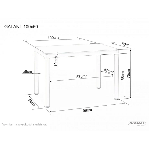 Обеденный стол Galant 100 x 60 Серый GALANTSZ100X60 Signal