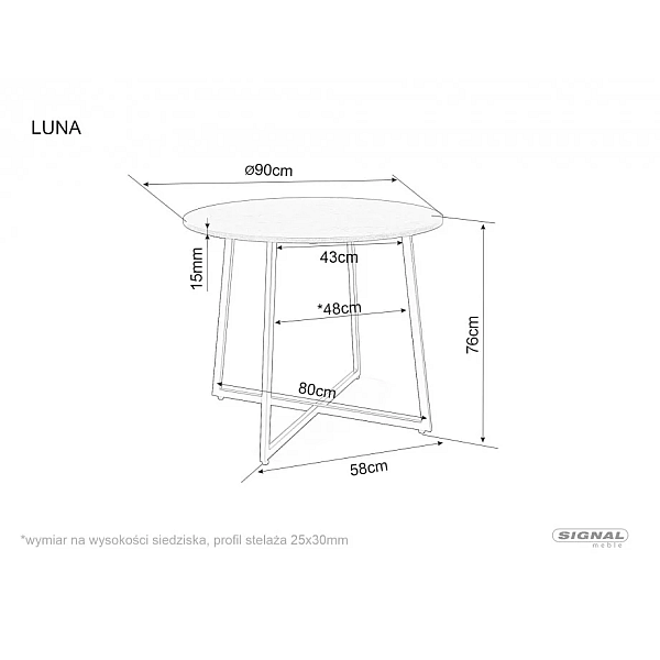 Стол обеденный LUNA Белый Эффект Мрамора / Черный Диаметр 90 LUNABMAC Signal