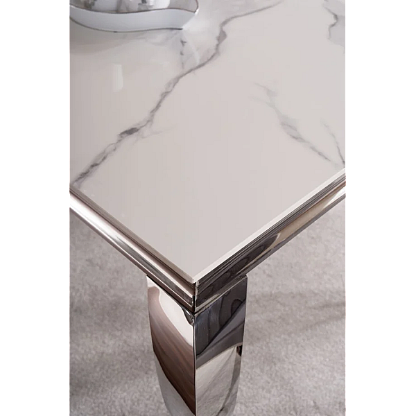Обеденный стол PRINCE CERAMIC 150*90 белый CALACATTA/хром PRINCEBCH150 Signal