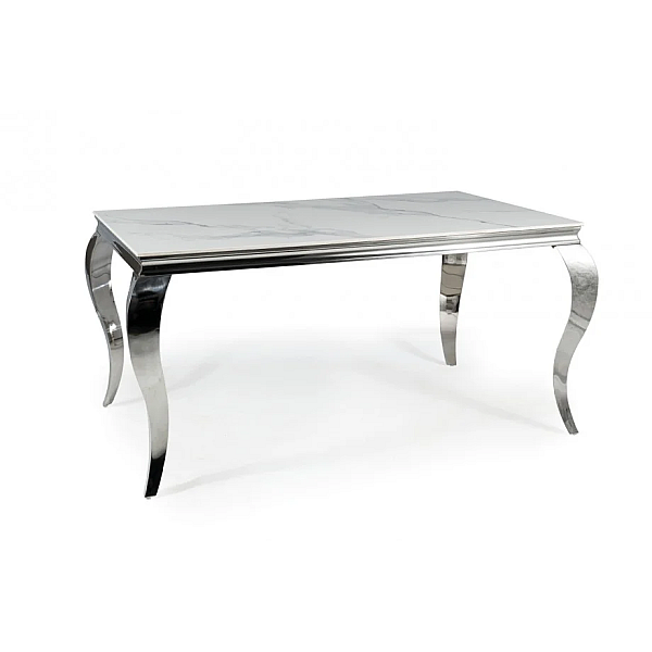 Обеденный стол PRINCE CERAMIC 150*90 белый CALACATTA/хром PRINCEBCH150 Signal