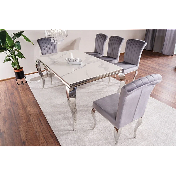 Обеденный стол PRINCE CERAMIC 150*90 белый CALACATTA/хром PRINCEBCH150 Signal