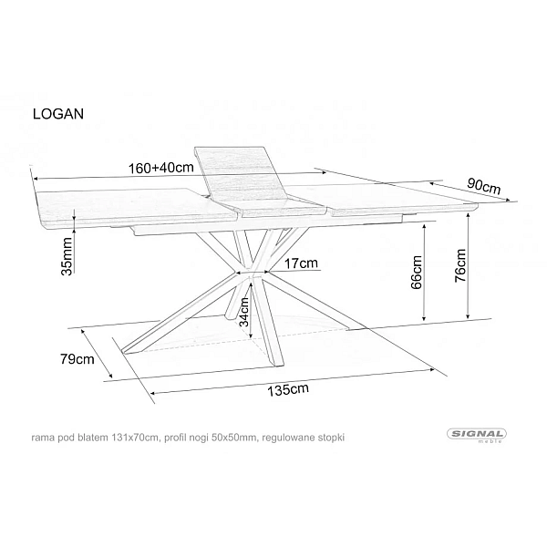 Стол обеденный раскладной LOGAN Орех / Черный 160(200)X90 LOGANORC160 Signal