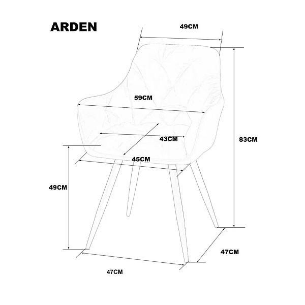 Стул кухонный ARDEN Черный каркас / Серая ткань оборот 180° Intarsio