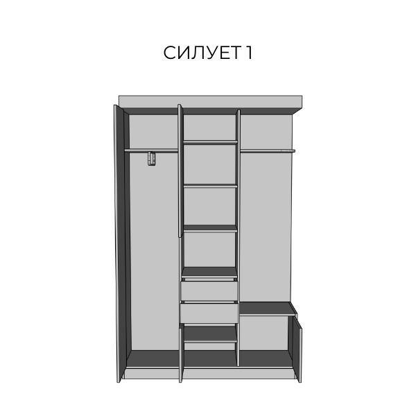 Прихожая Силуэт 1 Дуб леворно/ Тоффи Мир Мебели