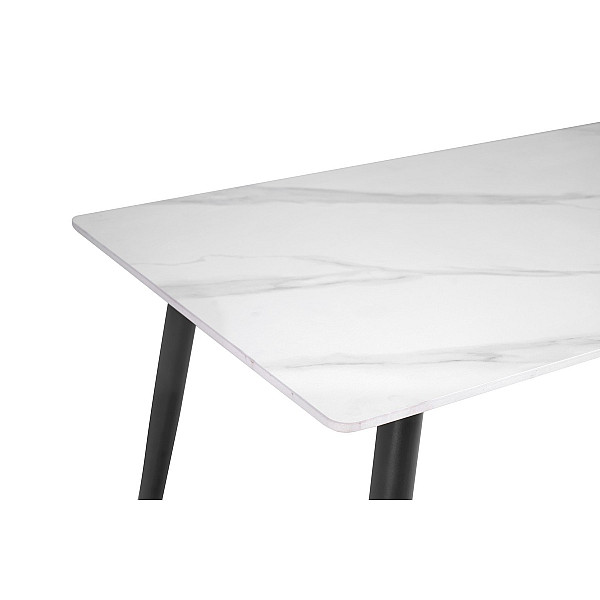 Обідній керамічний стіл TM-100 білий мармур + чорний Vetro Mebel