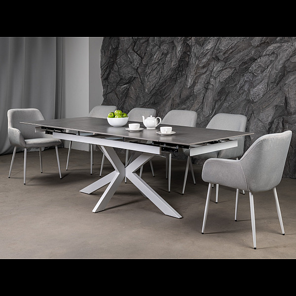 Керамічний стіл Тіціано TML-1150 делікато грей + білий Vetro Mebel