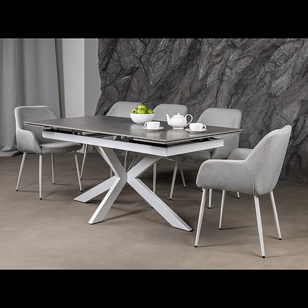 Керамічний стіл Тіціано TML-1150 делікато грей + білий Vetro Mebel
