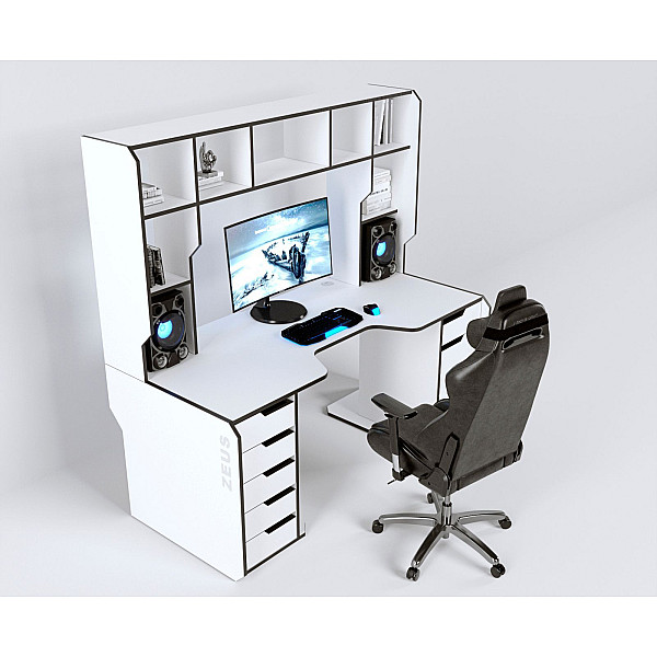 Геймерский стол Viking-4M (1800x800/850 мм), белый-черный Zeus-Game