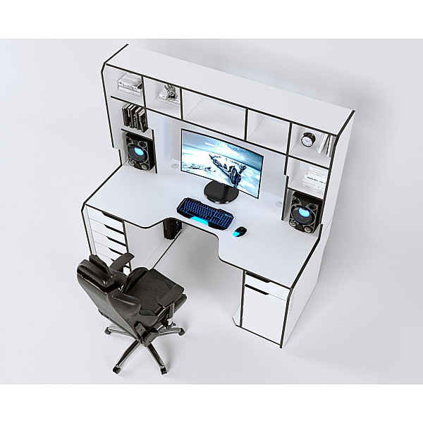 Геймерский стол Viking-4M (1800x800/850 мм), белый-черный Zeus-Game