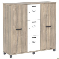 Шкаф Locker SIG-606 (1450х420х1400мм) Черный графит/Вяз Либерти Дымчатый/Белый AMF
