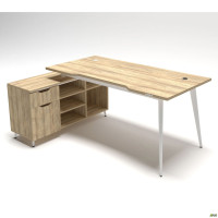 Рабочее место Delta DL-100L (1790х1200х750мм) Блэквуд Ячменный/Каркас белый/Опора белый беж AMF