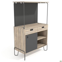 Coffee station Co-working (960х450х1497), В'яз ліберті/Антрацит/Каркас чорний графіт AMF
