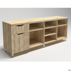 Тумба стаціонарна Delta DL-402L (1600х400х675мм) Блеквуд Ячмінний/Опора білий беж AMF