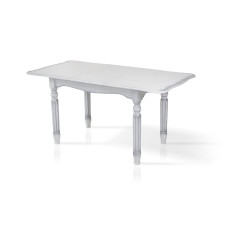 Стол обеденный Венеция (140+40)/85, белый+серебряный патин Микс Мебель
