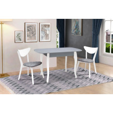 Стол обеденный Кантри (930+300)*670, серый/белый Микс Мебель