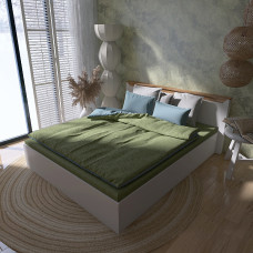 Кровать двуспальная Нордик-1600 (ламельный каркас) 160х200 см Белый + Дуб крафт золотой Эверест