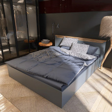 Ліжко двоспальне Нордік-1400 (щит ДСП під матрац) 140х200 см Графіт + Дуб крафт золотий Эверест