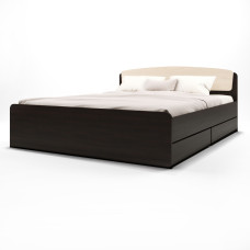Двуспальная кровать Астория с двумя ящиками 160х200 см венге + дуб молочный Эверест