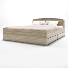 Двуспальная кровать Астория с двумя ящиками 160х200 см сонома + трюфель Эверест