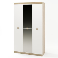 Шкаф 3-х дверный Соната-1200 с зеркалом дуб сонома + белый Эверест