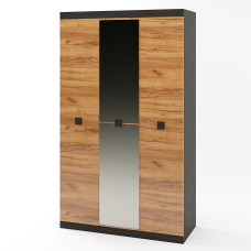 Шкаф 3-х дверный Соната-1200 с зеркалом венге темный + дуб крафт золотой Эверест