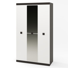 Шкаф 3-х дверный Соната-1200 с зеркалом венге темный + белый Эверест