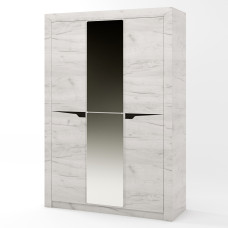 Шкаф большой для вещей Либерти-1420 с зеркалом дуб крафт белый Эверест