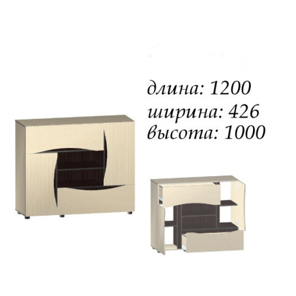 Комод Амулет 1200 х 426 х 1000h мм Дуб молочный / Венге 21191 Master-Form