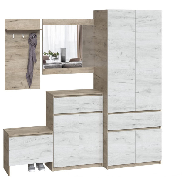 Передпокій 2050 x 520 x 2000 h Bright Master Form Чіпборд Дуб крафт сірий / Дуб крафт білий (телескопічні напрямні) 21834 Master-Form