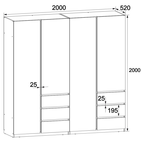 Шкаф Брайт 2000х520х2000 мм Дуб крафт золотой (30443) Master-Form