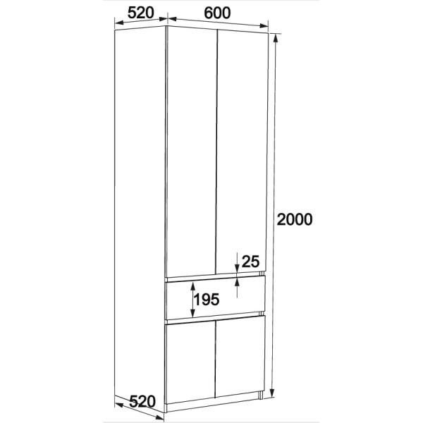 Шкаф с полками Брайт 600х520х2000 мм Антрацит/Белая (31701) Master-Form