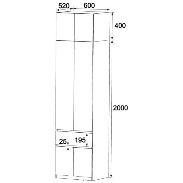 Шкаф с ящиками Брайт 600х520х2400 мм Дуб крафт золотой (31604) Master-Form