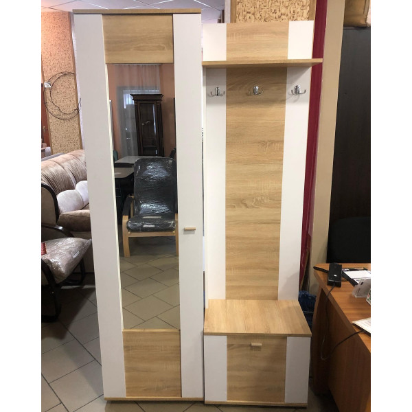 Шафа з дзеркалом Марс 550х340х2000h Білий / Дуб сонома 21009 Master-Form