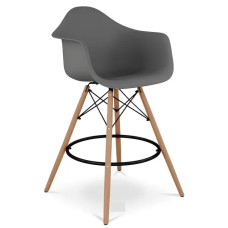 Стілець Тауер Вуд Eames барний високий темно-сірий SDM Group