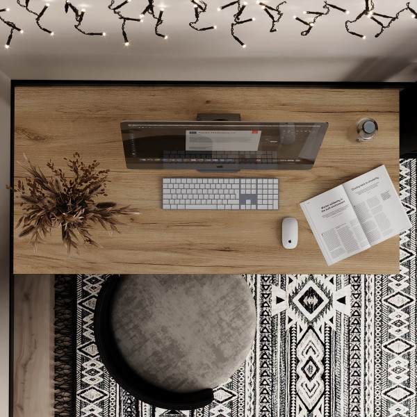 Письменный стол Brevity Loft standart 1400х750х670 Крафт золотой/Черный металл Art In Head
