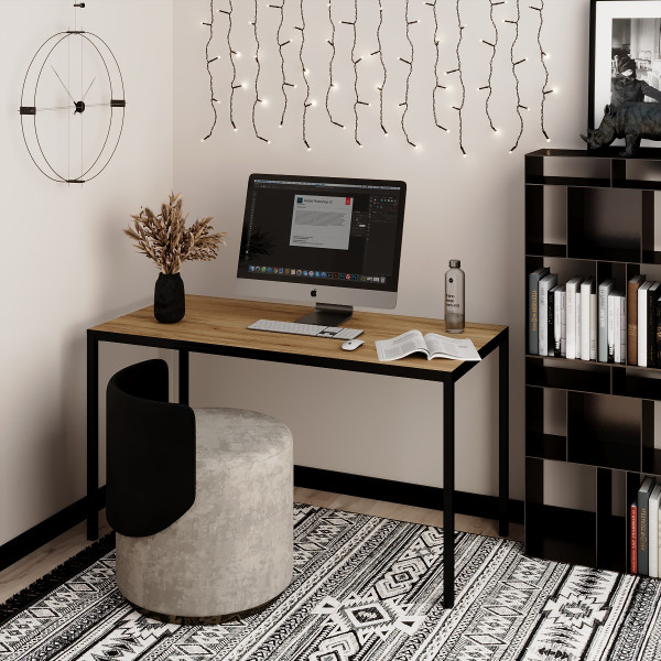 Письменный стол Brevity Loft standart 1400х750х670 Крафт золотой/Черный металл Art In Head
